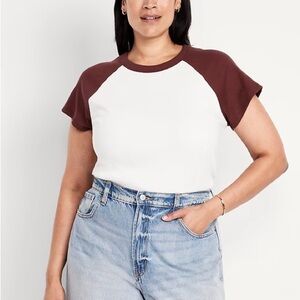 Old Navy Raglan Tee - Cream and Burgundy